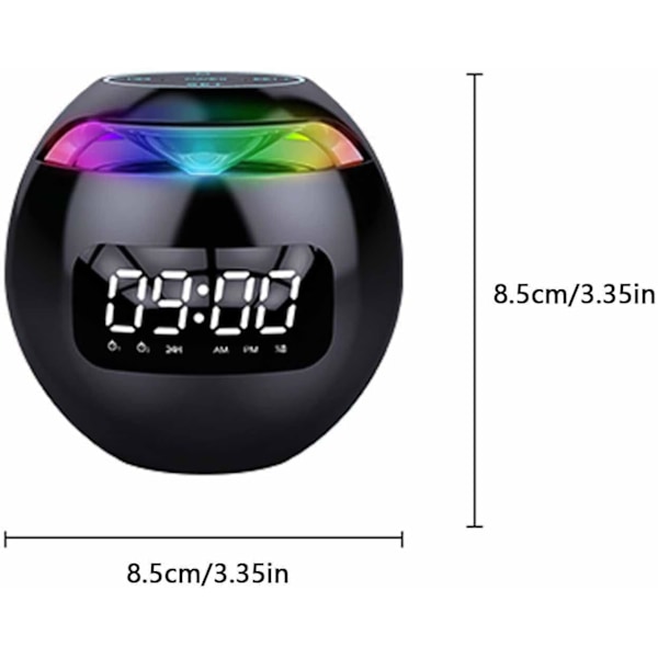 Digital väckarklocka för sovrum, väckarklocka för barn, bländande högtalare, väckarklocka, USB-port, med Bluetooth, litet nattljus