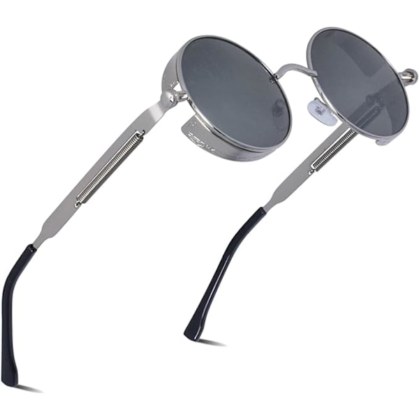 Klassinen retro aurinkolasit polarisoitu, pyöreä aurinkolasit metallirunko UV400 suojaus aurinkolasit unisex silmälasit Rave lasit