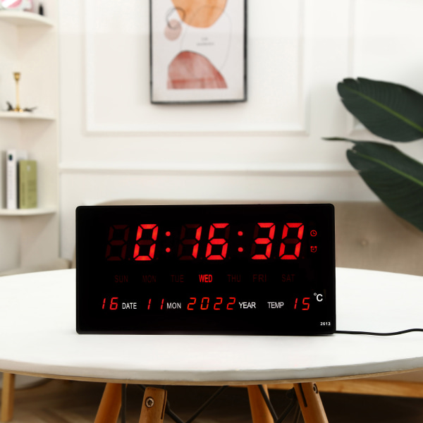 LED digitaalinen ikuinen kalenteri elektroninen kello olohuone iso seinäkello älykäs valokalenteri digitaalikello (2)