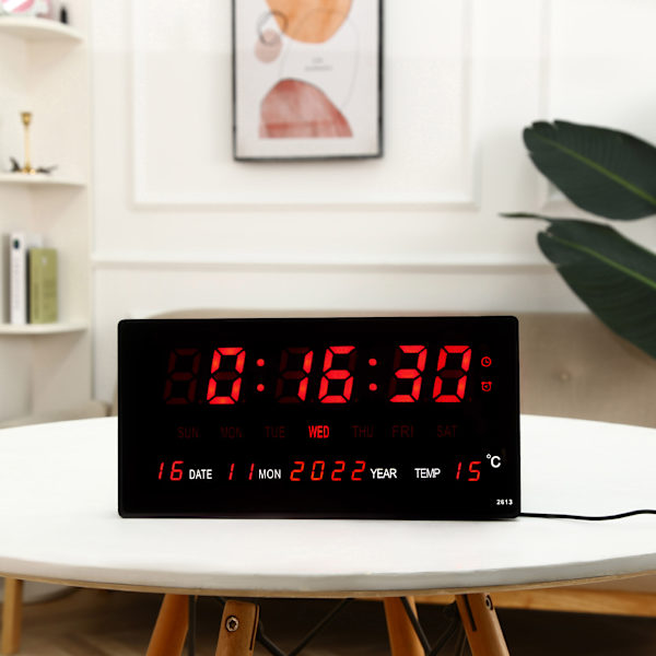 LED digital evighedskalender elektronisk ur stue stort vægur smart lysende kalender digitalt ur（2）