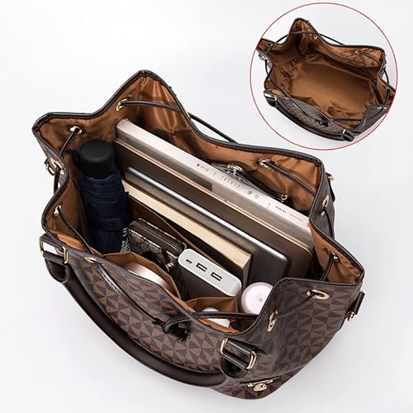 Håndveske for kvinner i PU-lær med topphåndtak, skulderveske, crossbody-veske, luksuriøs tote-veske (svart)