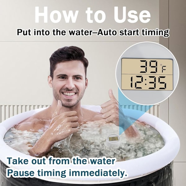Isbad Termometer Timer, Flydende Termometer til Isbad, Vandtæt IP67, Kold Neddyknings Termometer og Timer