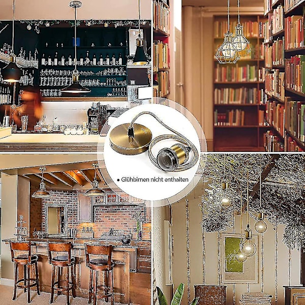 Lamphållare E27 Metalllampa Hänglampa Hållare Med Sladd 85cm Sladd Pendel Ljus Pendel Sladd Retro Pendel Lampa För Bar, Café, Hem, Hotell Och Bookst