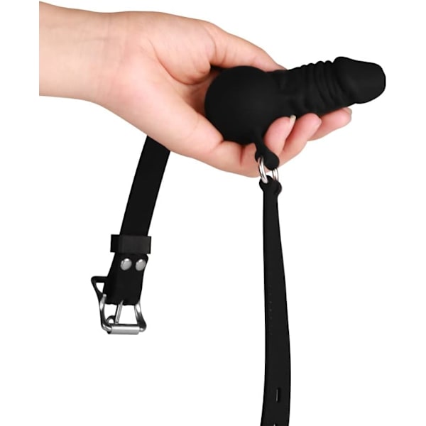 Svart Silikon-Gag med Klype-Spenne for BDSM-Lek - Justerbar Munn-Restraint for Alternativ Voksen Gøy