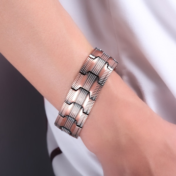 Kobberarmbånd for menn, ultrasterke magnetiske armbånd for leddgikt og leddsmertelindring, 99,99 % rent kobber, justerbart