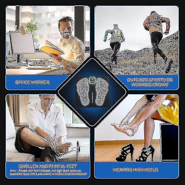 Ems fodmassagemåtte til neuropati-fodstimulator massageapparat til forbedret cirkulation og smertelindring af plantar fasciitis, muskelafslapning, foldbar