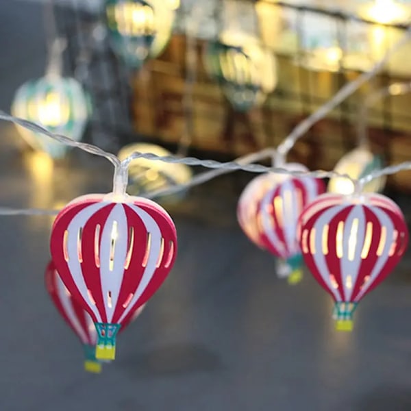 10 LED Julepynt, Jernkunst LED Varmtluftballon Lysstreng, Batterikasse Lysstreng til Indendørs, Lille Farverig Julepynt