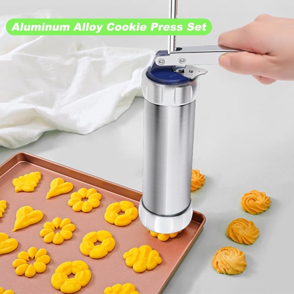 Kjeks-presse, aluminiumslegering kjeks-presse med 4 dyser og 20 kjeks-skiver, kjeks-maskin, kjeks-presse for baking