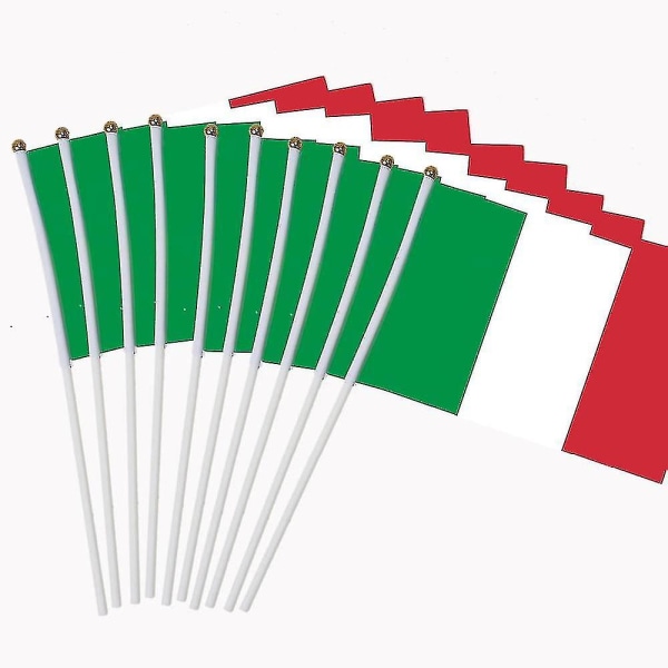 14x21cm 100kpl Pienet Italian lippu Käsin heiluttavat liput Muoviset lipputangot -t