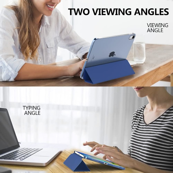 Etui til iPad 10. generation 2022, iPad 10.9, tyndt og let PU læder tablet etui med automatisk sleep/wake funktion gennemsigtig PC bagside