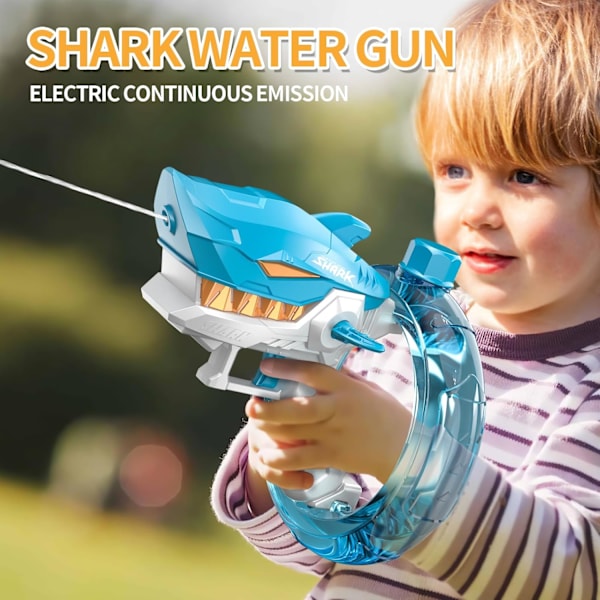 Elektrisk vannpistol for voksne og barn, automatisk vannpistol, stor kapasitet med oppladbar vannpistol, for svømmebasseng, strandfest og utendørs