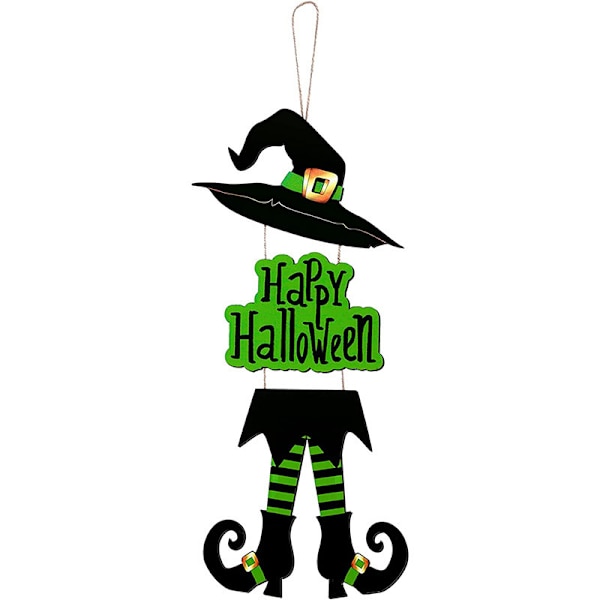 Halloween Onnellinen Merkki Koriste Noita Jalat Hattu Ripustus Puinen Seinäkoriste Versio Rustiikki Etuovi Ripustin Syksy Taide Koriste