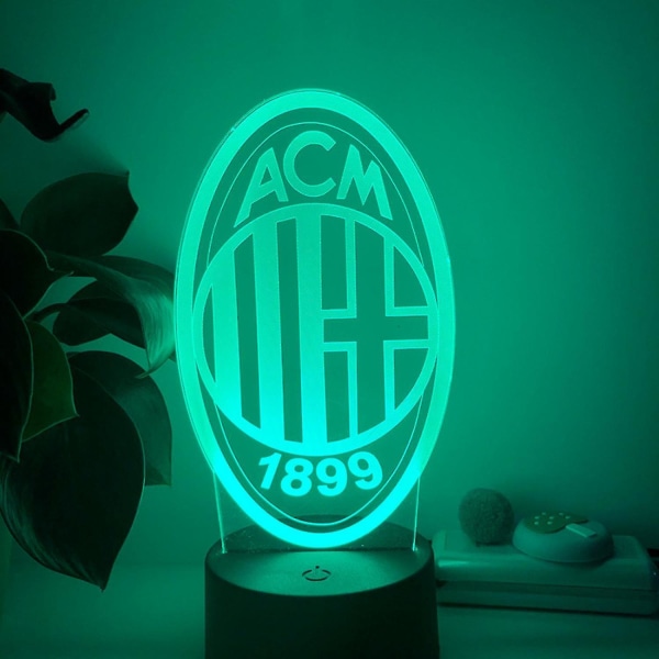 Shao Qinwei 3d Led Illusion Lamp Milan Team 16 färger Fjärrkontroll Akryl Nattlampor Dekorativa lampor i sovrummet för barn --- Svart säte