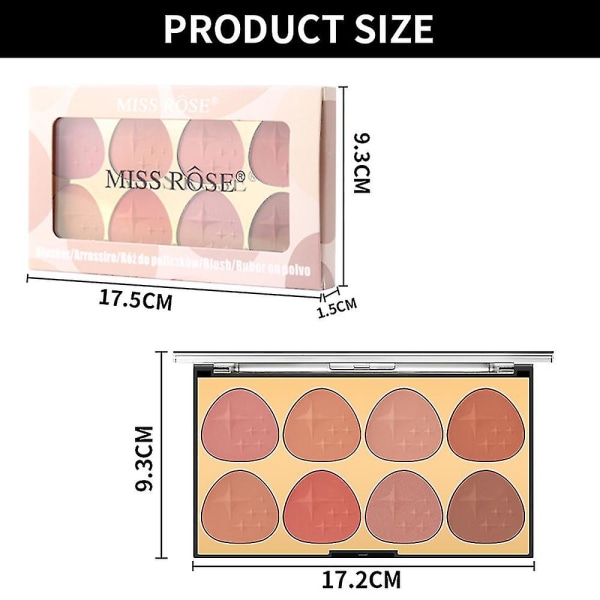 Åtte farger Powder Blusher Plate Pearlescent Powder Blusher Powder lysner