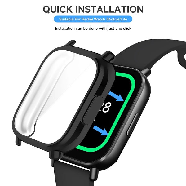 Silikonarmband + Skyddsfodral för Xiaomi Redmi Watch 5 active/5 Lite Full Cover Skärm TPU Mjukt Skal och Andningsbart Sportband OO Redmi Watch 5 Active
