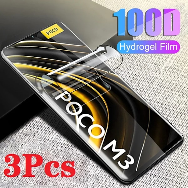 3-pack Hydrogelfilm för Xiaomi Poco C3 C65 F3 Mi 11i F5 Pro F6 X6 M3 M4 M5 M5s M6 X3 NFC X4 X5 Mjukt Skärmskydd For Poco M5 Hydrogel Film