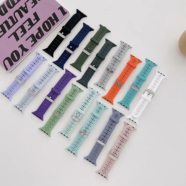 Silikonarmband för Apple Watch 44 mm 40 mm 38 mm 42 mm Ultra 2 49 mm Sportarmband iwatch Series 9 7 8 6 Se 5 4 3 41 mm 45 mm band Gray-5 38mm 40mm 41mm