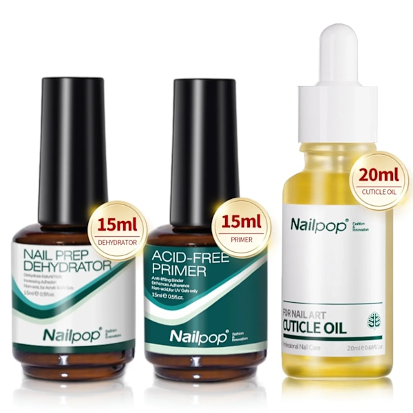 Nailpop Nagel Dehydrator och Primer Syrafri Naturlig Nagel Förberedelse för Akryl och UV Gel Nagellack Snabbtorkande Överlägset Bindningsset Set-002