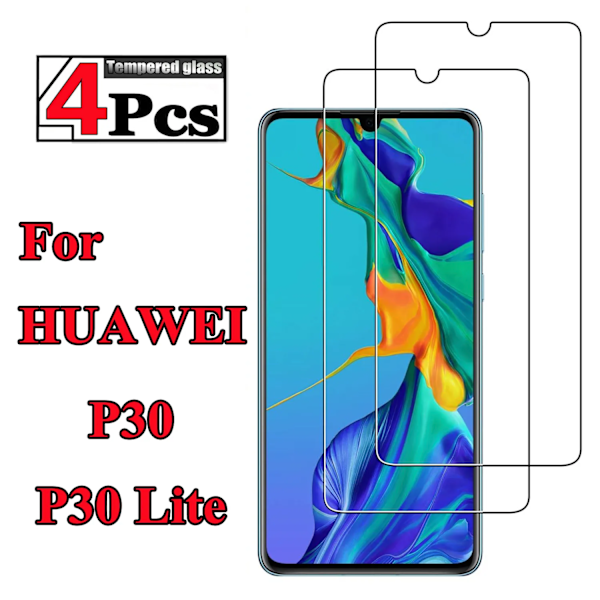1/4 stycke För HUAWEI P30 P30Lite härdat glas högupplöst anti-fall funktion intelligent skärmskydd glasfilm For Huawei P30 Tempered Glass