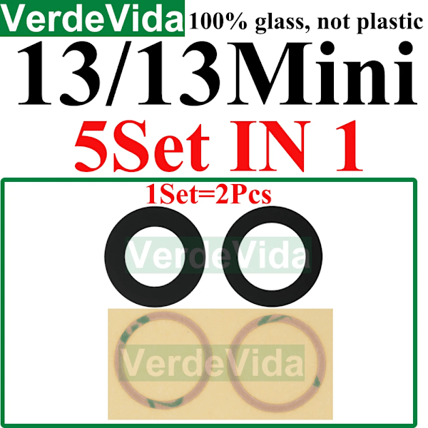 5 set Bakre Kameraglas för iPhone 16 Plus 15 14 13 ProMax Bakre Kameraskydd Lins Klistermärke 5x 13 13Mini