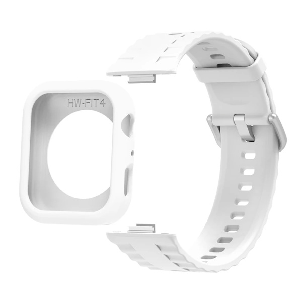 Silikonarmband för Huawei Watch Fit 4 Pro, fallskydd, mjukt fodral för Huawei Watch Fit 4/4Pro, andningsbart armband för fit 4 White For Huawei Fit 4