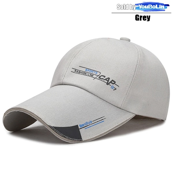 Sommarhatt i bomull med förlängd brätte, texttryck, justerbar baseballkeps, solhatt, truckerkepsar, pappahattar Grey