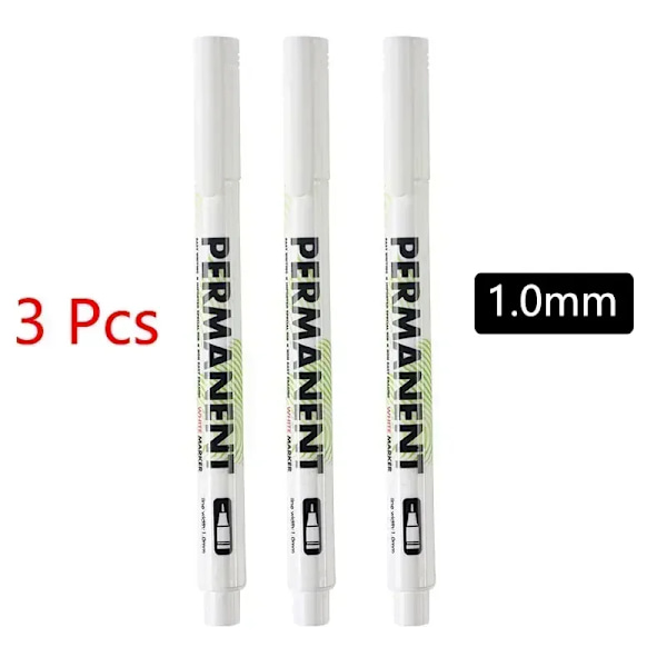 Vita markeringspennor set 2.0mm Oljig Vattentät Vit Gelpenna DIY Graffiti Skissmarkör Skrivmaterial Skola Tillbehör pensel 3 pcs 1.0mm