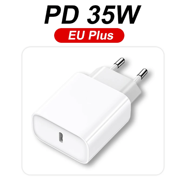 För Apple Original 35W Snabbladdare För iPhone 16 Pro Max 15 14 13 12 11 USB-C Snabbladdning XS 8 Plus Kabel Telefontillbehör EU Plug