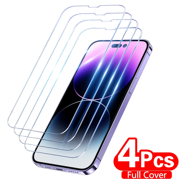 4 st Full Cover Härdat Glas För iPhone 11 12 13 14 15 Pro Max Skärmskydd nytt För iPhone X XR XS Max 7 8 6 Plus Glasfilm For iPhone 7 Plus 4 pieces