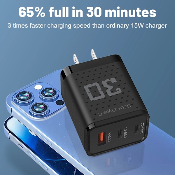 USB PD Snabbladdare 30W Typ C Mobiltelefon PD Vägg Snabbladdningsadapter för iPhone 15 Pro Xiaomi 14 Samsung EU White