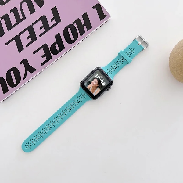 Silikonarmband för Apple Watch 44 mm 40 mm 38 mm 42 mm Ultra 2 49 mm Sportarmband iwatch Series 9 7 8 6 Se 5 4 3 41 mm 45 mm band Teal-8 38mm 40mm 41mm