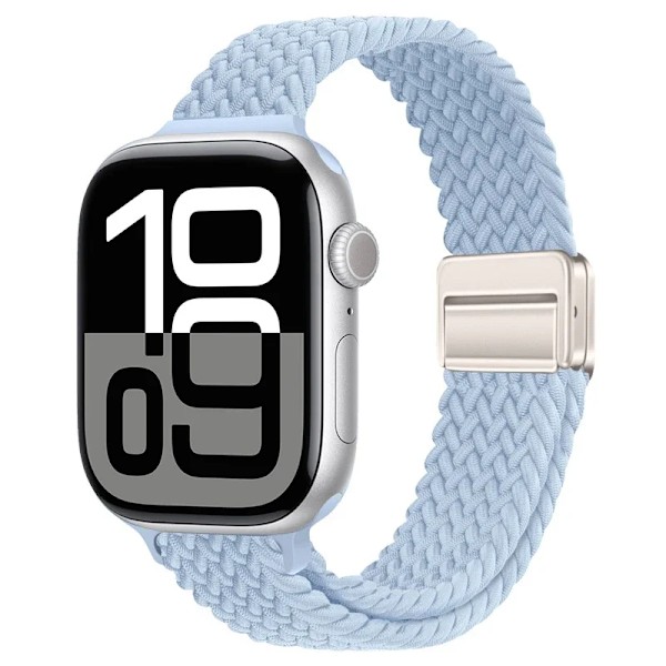 Smal Flätad Loop Nylonrem För Apple Watch Ultra 49mm 10 46mm 42mm 9/8/7 Andningsbart Damarmband iWatch 6/5/SE/3 Armband Light blue 38 40 41mm(S10-42mm)