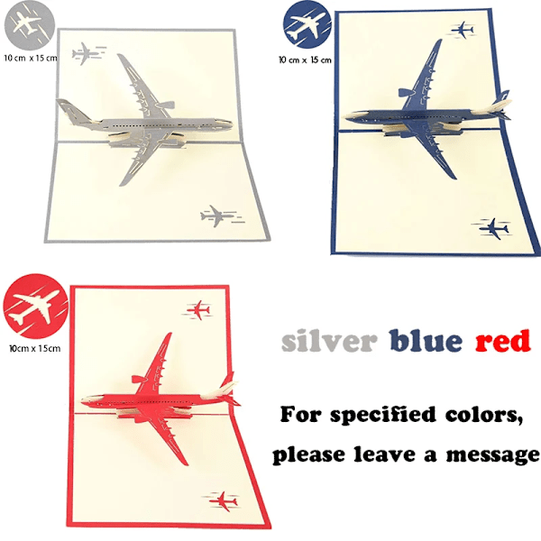 Pop UP 3D Födelsedagskort Världsattraktioner Kort Affärsinbjudan Pojke Gåva Hälsning Turistvykort för Pojkvän Pappa Present aircraft