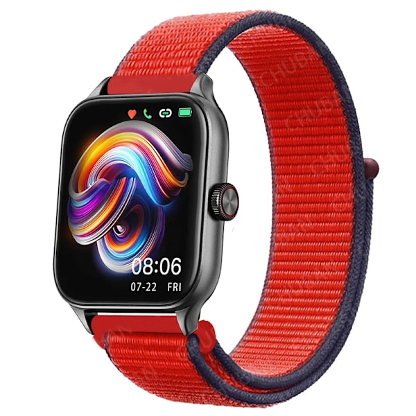 20mm 22mm Nylon Loop band för Amazfit GTS4/2/3/3pro/2e/GTS2 Mini/GTR 4 42mm/47mm/GTR2/2e/stratos armband Amazfit bip rem 59 T-red 22mm