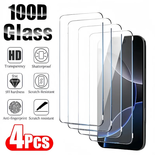 Nytt 4-pack härdat glas för iPhone 16ProMax 16Plus 16 Full Cover skärmskydd nytt för iPhone 15ProMax 16 Pro Max skyddsglas 2025 4 PCS