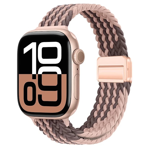 Smal Flätad Loop Nylonrem För Apple Watch Ultra 49mm 10 46mm 42mm 9/8/7 Andningsbart Damarmband iWatch 6/5/SE/3 Armband Pink Smoke purple 38 40 41mm(S10-42mm)