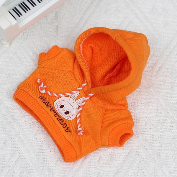 Kläder och accessoarer till Labubu, minidocka 17 cm Labubu II Idol Sweatshirt Hjärtklappning Hoodie Jeans Set Kläder Orange No Doll