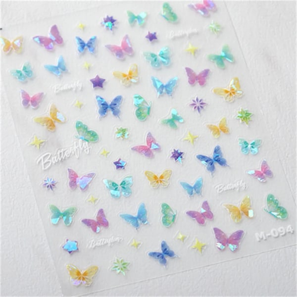 1 st 5D Japanska Kawaii Fjärils Nagelstickers Lyx Glitter Skal Aurora Nagelkonst Dekorationer Dekaler DIY Manikyr Slider Folie 1pcs M-094