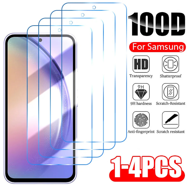 1-4 st Härdat Glas För Samsung Galaxy A54 A14 A53 A13 A33 A34 A52S 5G Skärmskydd För Samsung A52 A73 A21S A51 A72 Glas For A32 2Pcs