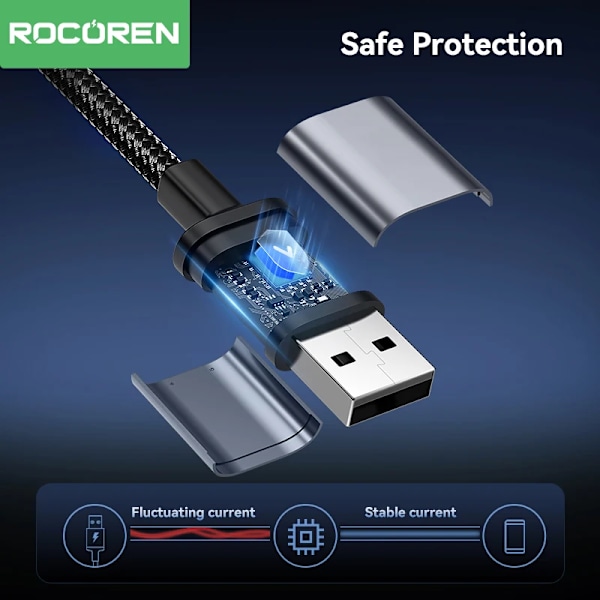 Rocoren 3A 90 Graders USB Typ C Kabel QC 3.0 Snabbladdningskabel För Mobiltelefon Samsung Huawei Xiaomi Laddningsvinkel Datakabel Gary 1m