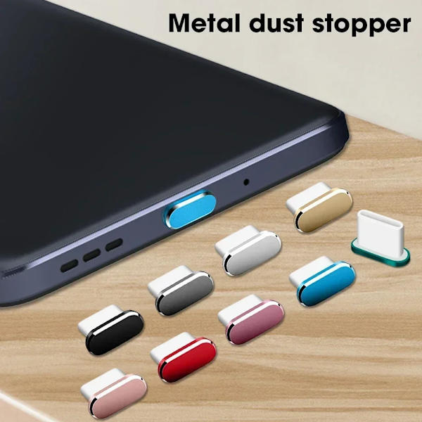 2 st 16PM Metall Dammskydd För iPhone 16 15 Pro Max Plus USB Typ C Laddningsport Pluggar Stopp Mobiltelefon Typ-C Skyddslock 2Pcs Gray