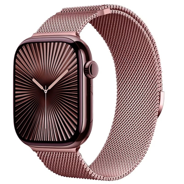 Milanese Armband för Apple Watch Band Ultra2 49mm 10 46mm 9 8 7 45mm 41mm Metall Magnetiskt Armband iWatch 6 5 4 SE2 44mm 40mm 42mm Rose pink 38mm-40mm-41mm