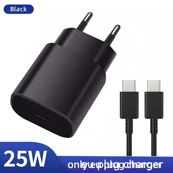 25W PD Laddare USB C Snabbladdare för Samsung Galaxy S22 S23 Ultra Note 10 + 5G Mobiltelefon Typ C Snabbladdande Väggadapter Black EU-10A Cable