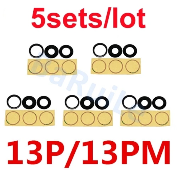 BaRuiLe 5-pack Bakre Kameralins Glas för iPhone 15 Pro Max 14 Plus 13 MINI 12 11 XR XS XSMax X 6 7P 8 lins med Självhäftande 5x 13P 13PM