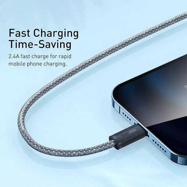 Baseus USB-kabel för iPhone 14 13 Pro Max Snabbladdning USB-kabel för iPhone 12 mini pro max Data USB 2.4A-kabel White 2m
