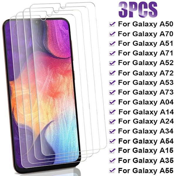 4 st Härdat Glas För Samsung Galaxy A54 A34 A24 A14 A04 Skärmskydd för Samsung A15 A35 A55 A51 A71 A52S A53 5G Glas For A04S 4Pcs Glass
