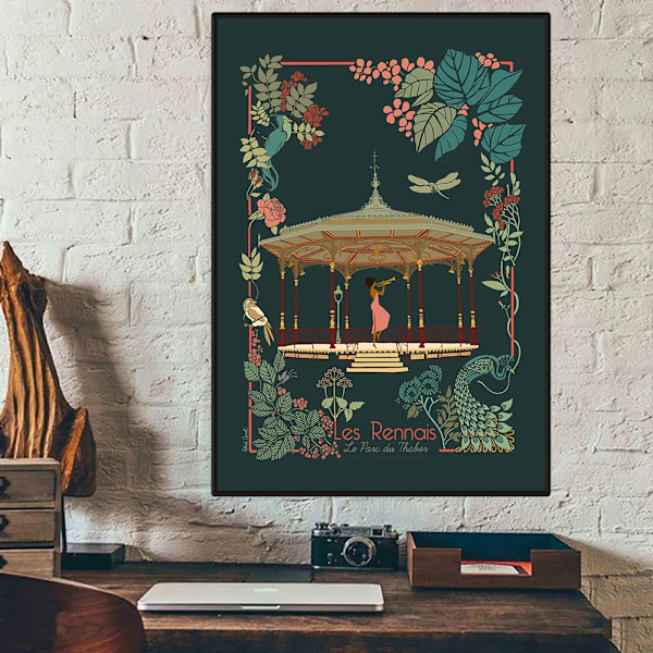 Les Rennais Vykort Affisch Mörk och Ljus Version Canvas Målning Tryck Väggkonst Bild för Vardagsrum Heminredning Mural 2 30x42cm Unframed