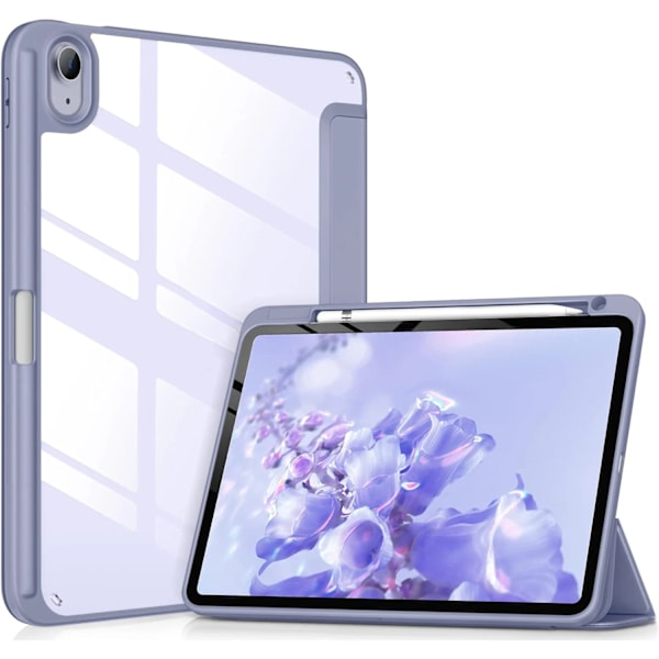 Flip Fodral för iPad 10 2022 10:e 10.9''/11 2025 11:e (A16) 11'' Akryl Baksida med Pennhållare Auto Vakna/Sov YKL Lavender Purple iPad 10th 2022
