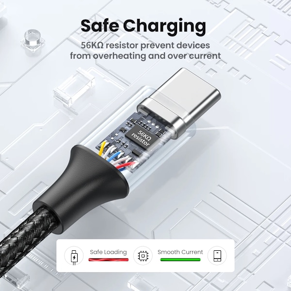UGREEN 3A USB Typ C-kabel för Realme Xiaomi Samsung S21 Snabbladdningskabel USB-C Laddare Datakabel för iPad Samsung Poco USB C Durable PVC Black 2m