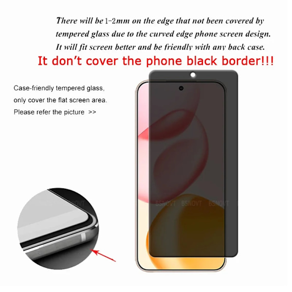4/3/2/1 st För Honor 400 Glas Huawei Honor 400 Skärmskydd Telefonskydd Anti-Spy Sekretess Lim Härdat Glas Honor 400 4 Front Glass Honor 400 (Global)